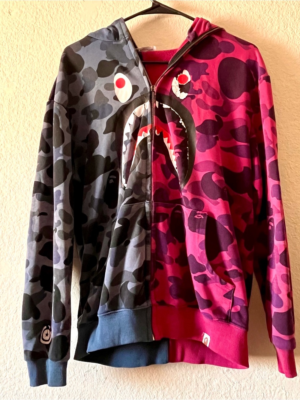 BAPE Shark Pink Blue Camo Full Zip hoodie (L)